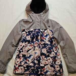 Roxy Jetty Block Ski/Snowboard Gray And Floral Jacket Size Small